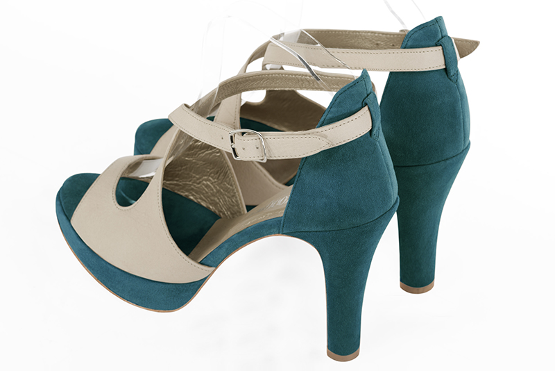 sandale talon carre bleu marine